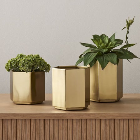 Hexagon Brass Planters