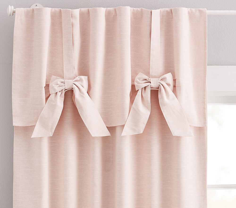 Evelyn Linen-Blend Bow Valance Blackout Curtain