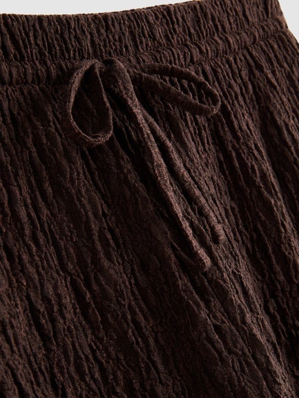 Crinkle Straight Leg Drawstring Trousers