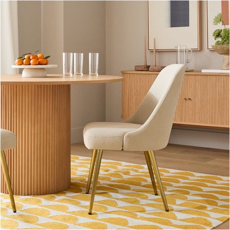 Mid-Century Upholstered Dining Chair - Metal Legs