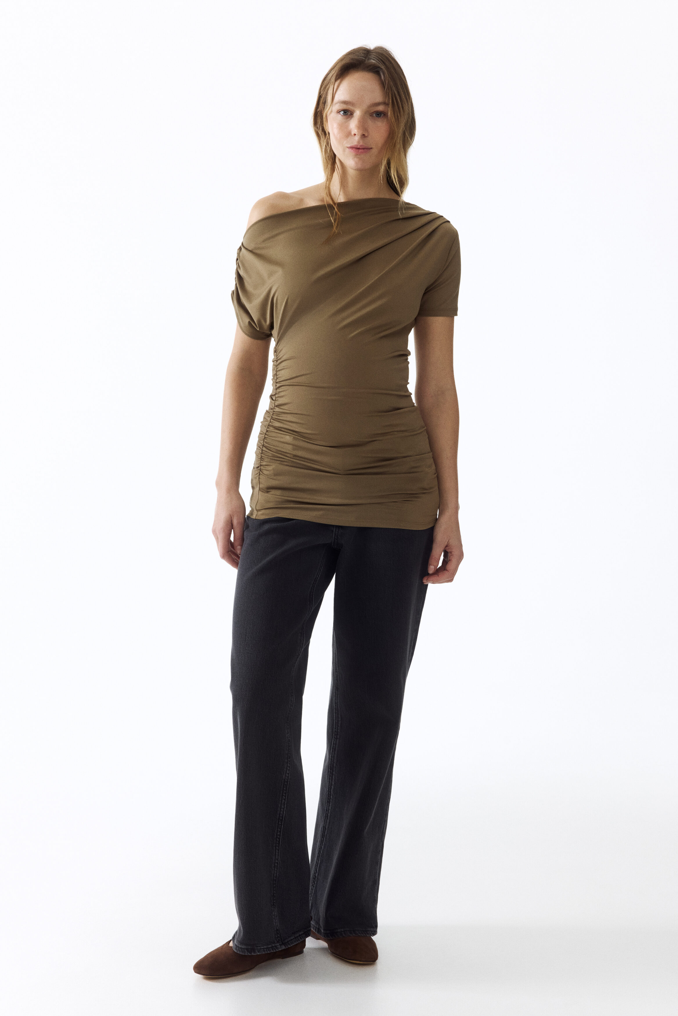 MAMA Draped one-shoulder top
