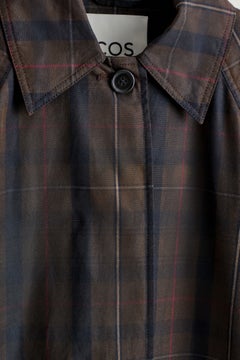 CHECKED WAXED-COTTON CAR COAT — Khaki green dark 13