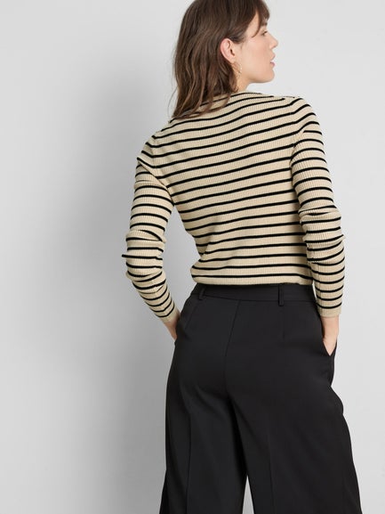 Ribbed Round Neck Cardigan