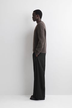 OVERSIZED WOOL-YAK V-NECK JUMPER — Mole medium dusty 2