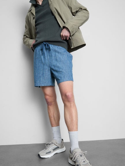 Textured Drawstring Waist Shorts