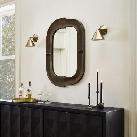 Modern Artful Bronze Wall Mirror