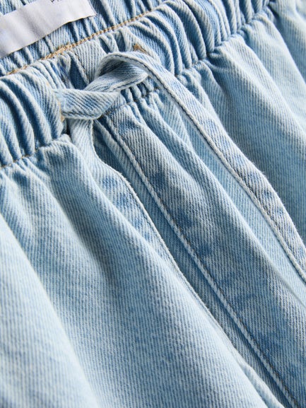 Cotton Denim Jogger Shorts