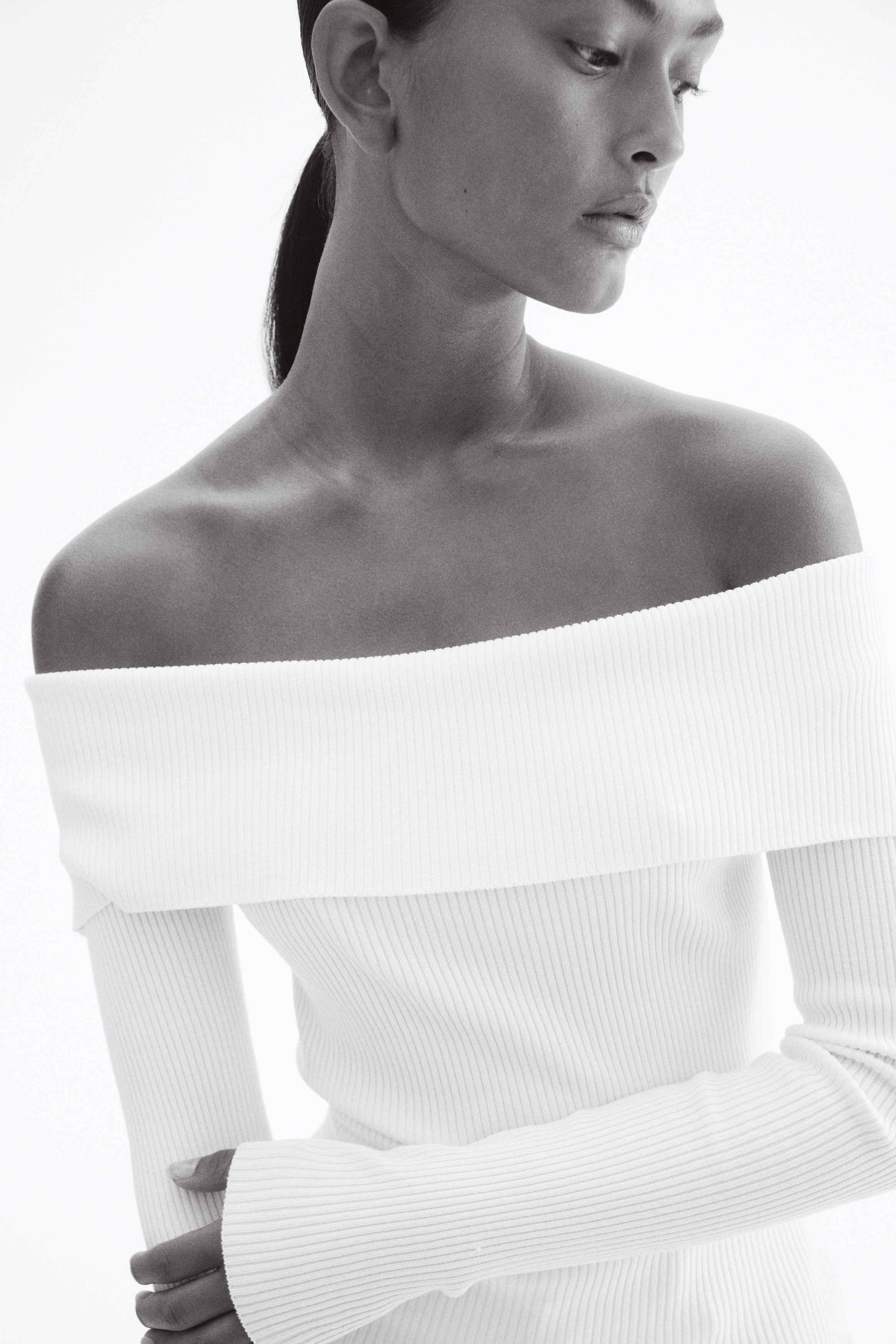 Rib-knit Off-the-shoulder Top | H&M Egypt