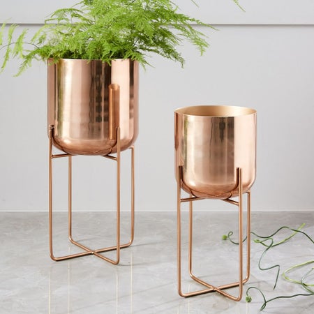 Spun Metal Standing Planter - Copper