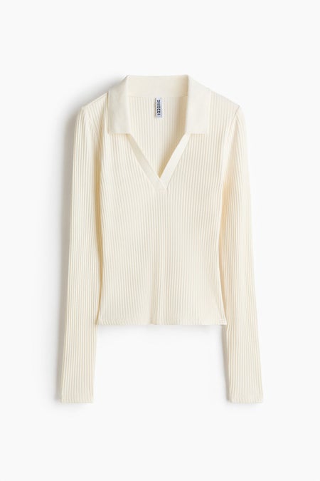 Ribbed collared top