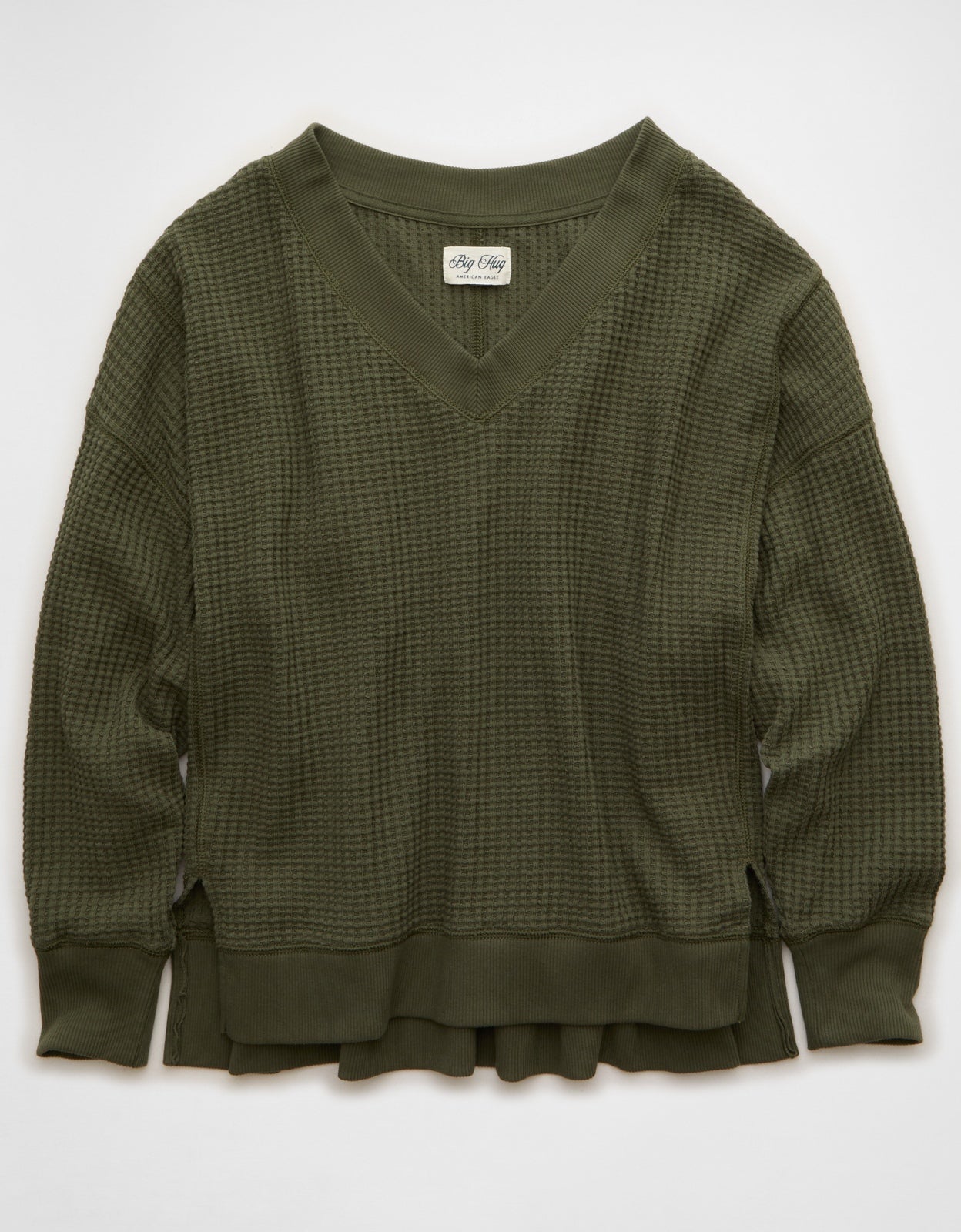 AE Big Hug V-Neck Waffle Sweatshirt