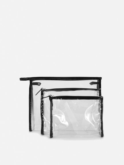 3pk Transparent Makeup Bags
