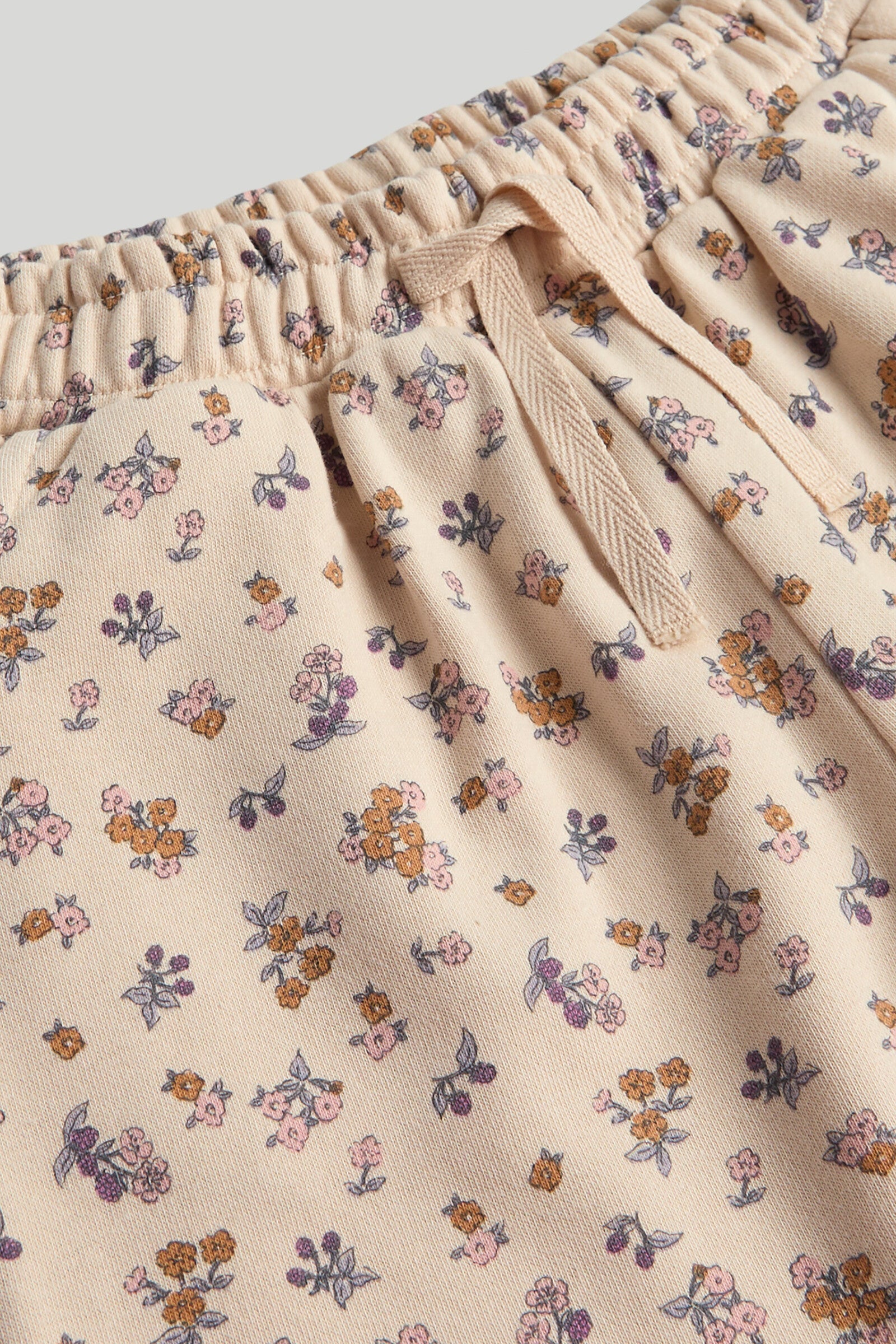 Cream Floral Wide-Leg Joggers