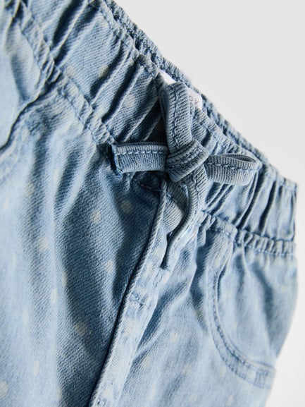 Printed Denim Shorts
