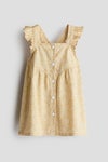 Flounce-trimmed cotton dress