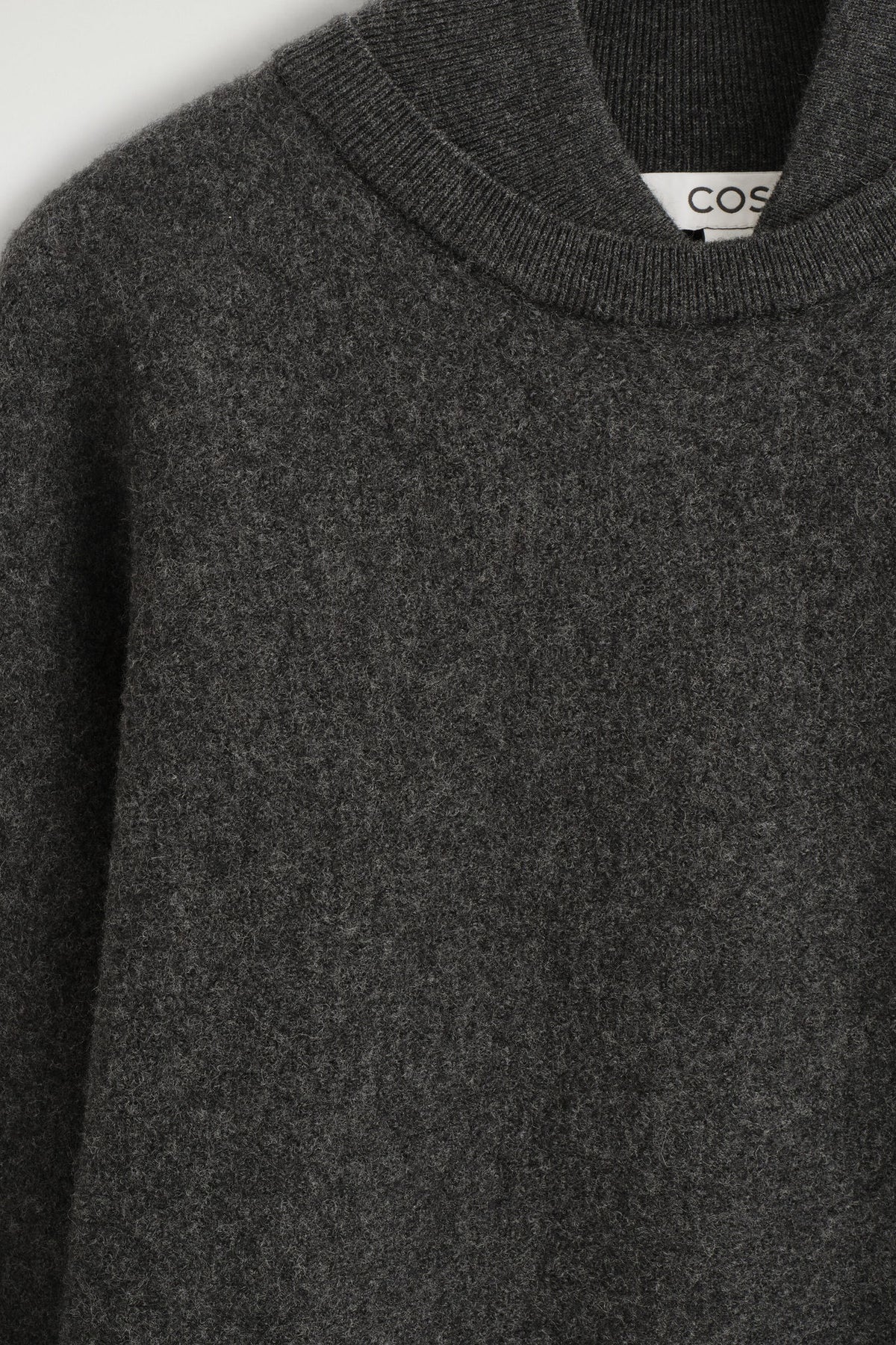 LAYERED-COLLAR BOILED WOOL JUMPER — Grey dark