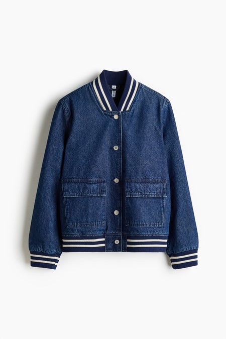 Denim baseball jacket