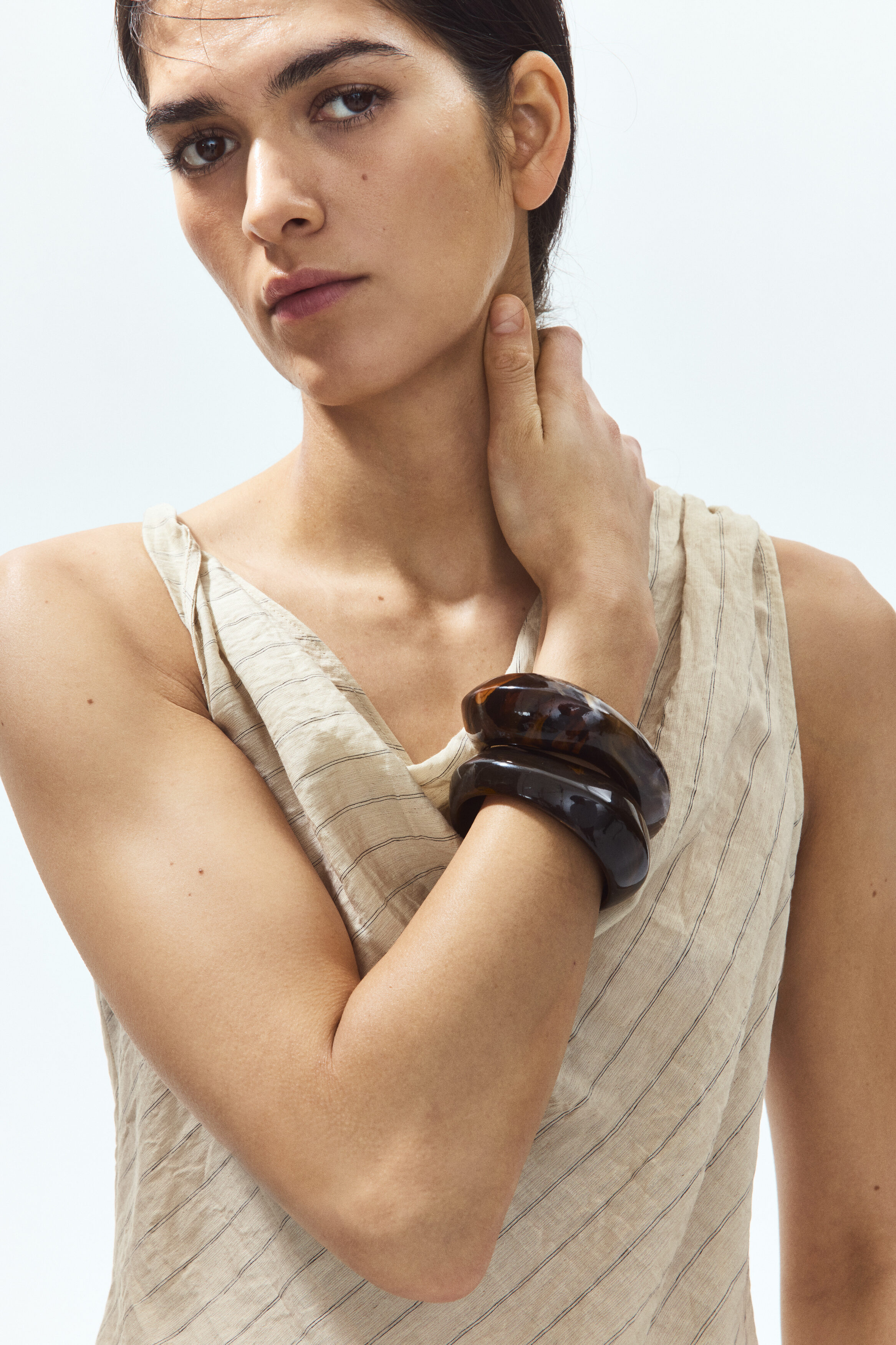 Asymmetric cowl-neck top