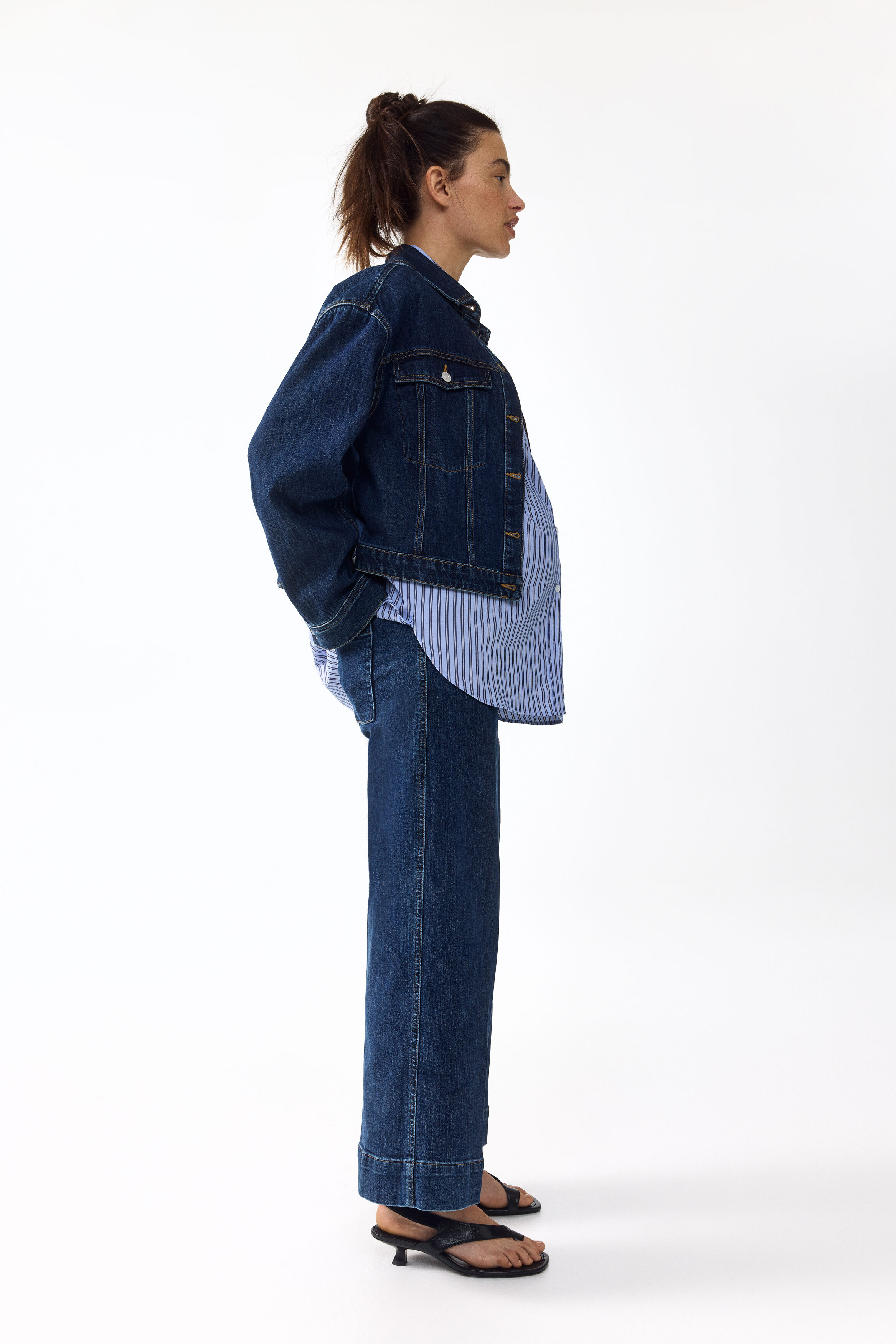 MAMA Wide High Waist Ankle Jeans