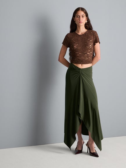 Jersey Waterfall Midi Skirt
