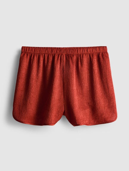 Textured Satin Racer Shorts