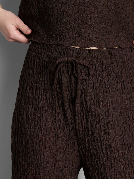Crinkle Straight Leg Drawstring Trousers