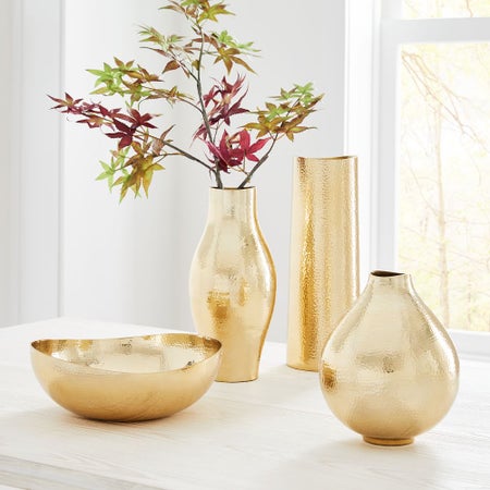 Hammered Metal Vases - Gold Hammered Metal Vases - Gold