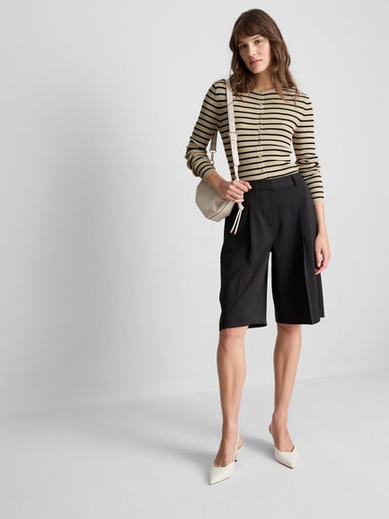 Ribbed Round Neck Cardigan