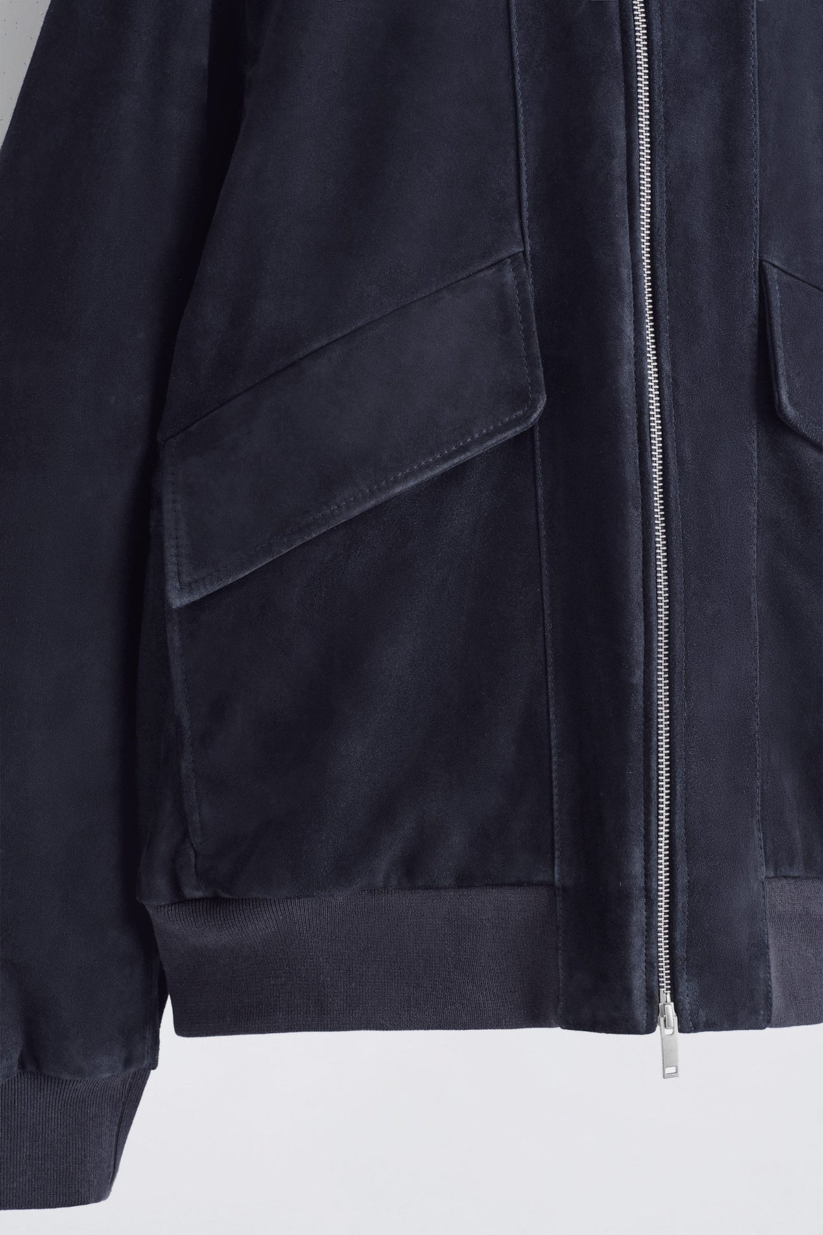 SUEDE FLIGHT JACKET — Blue dark