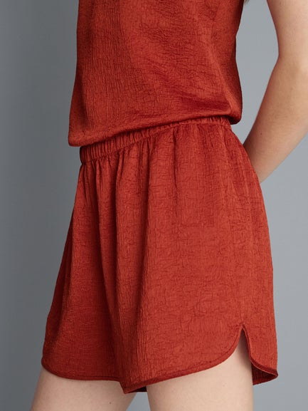 Textured Satin Racer Shorts