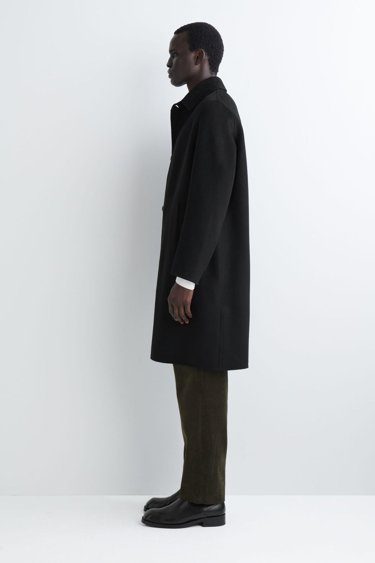 SPLIT WOOL CAR COAT — Black dark