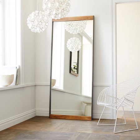 Industrial Metal & Wood Floor Mirror Industrial Metal & Wood Floor Mirror