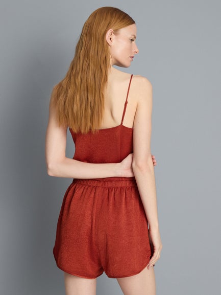 Textured Satin Racer Shorts
