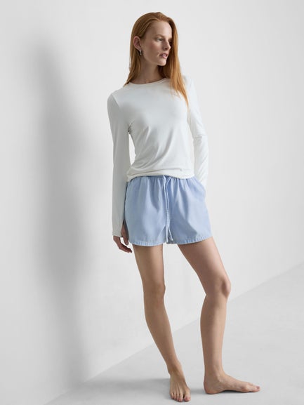 Cotton Denim Jogger Shorts