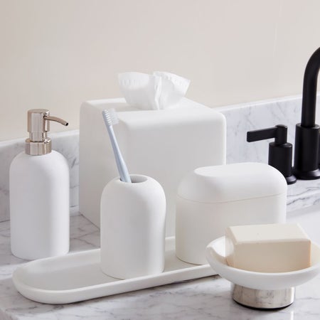 Modern Resin Bath Accessories - Nickel