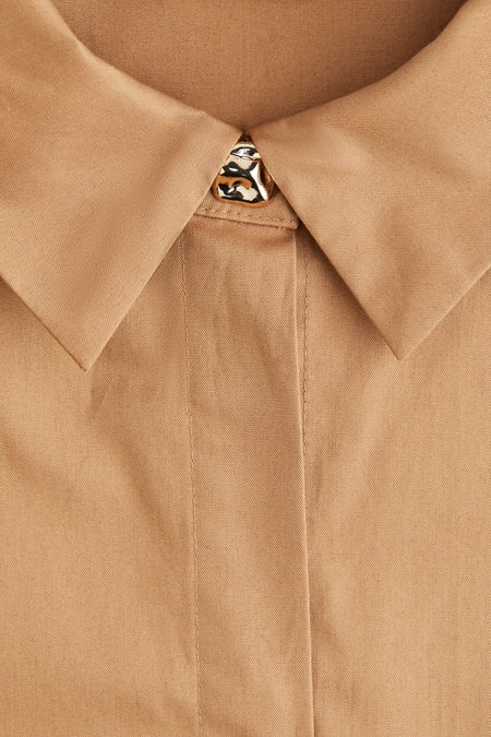 Tie-belt twill shirt dress