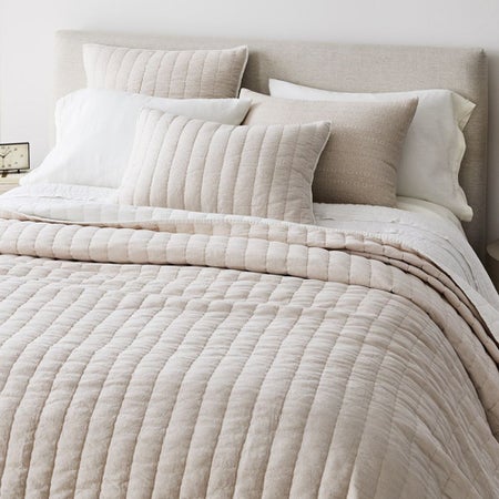 European Flax Linen Cotton Pick Stitch Quilt / Shams