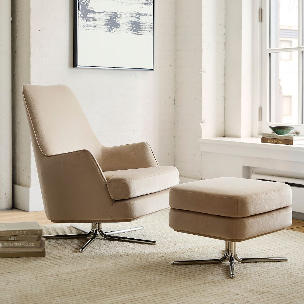 West Elm Accent Chair And Ottoman Set West Elm Leather Swivel