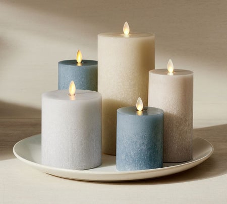 Premium Flickering Flameless Wax Pillar Candles - Salt Washed