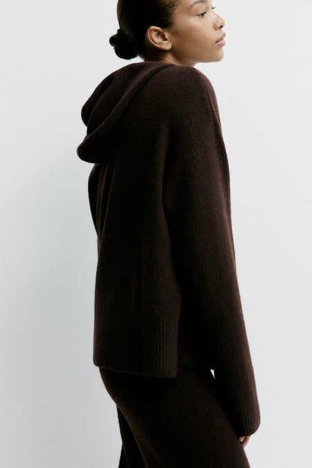 Knitted zip-through hoodie
