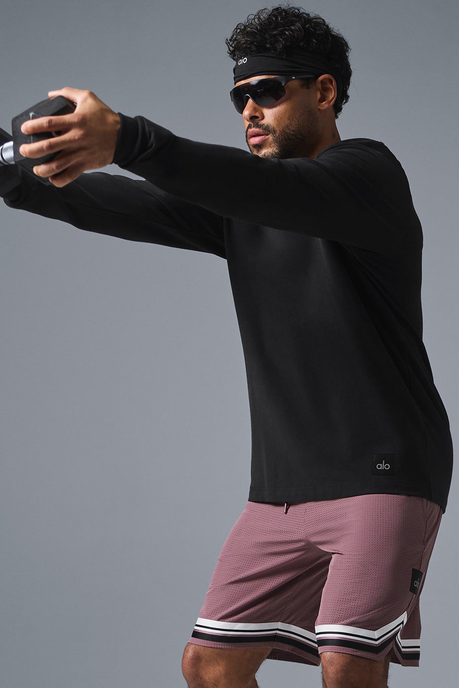Tシャツ・カットソー [Alo Yoga] Double Take Long Sleeve Double Take Long Sleeve Crew - Athletic Heather Grey | Alo Yoga