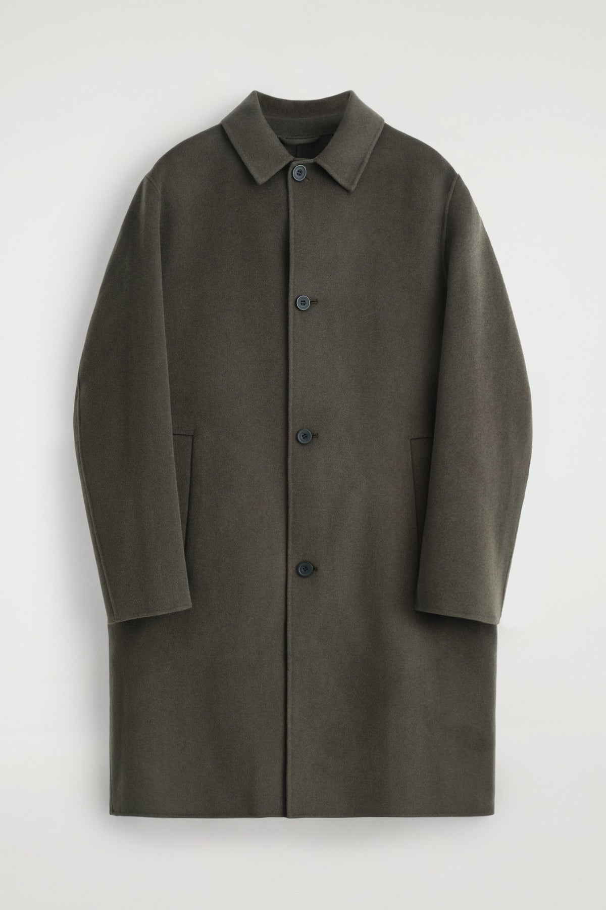 SPLIT WOOL CAR COAT — Khaki green dark