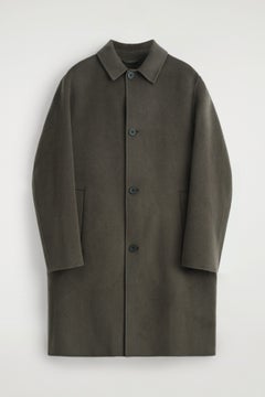 SPLIT WOOL CAR COAT — Khaki green dark 5