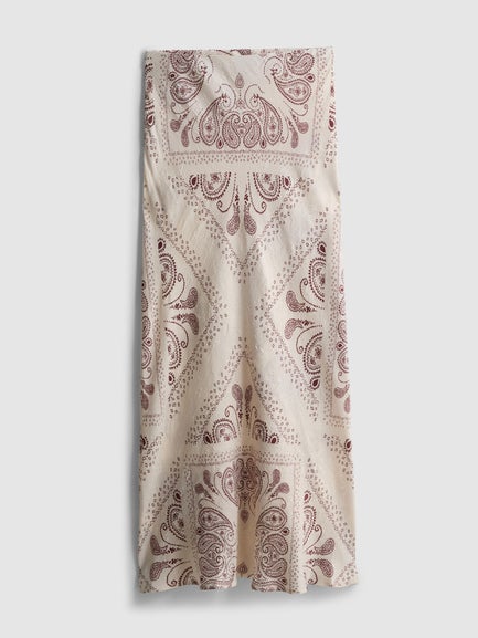 Paula Echevarría Printed Satin Bias Maxi Skirt