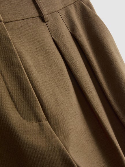 Pleated Mid-Rise Trousers