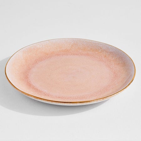 Reactive Glaze Dinner Plates - Pink & Gold