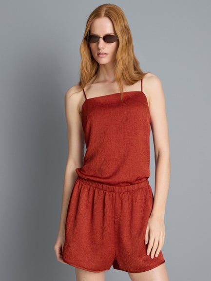 Textured Satin Racer Shorts