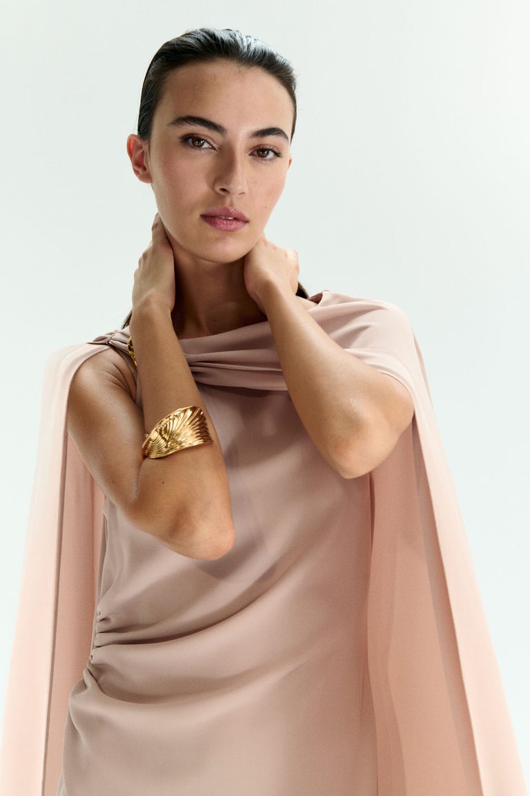 Cape-detail dress