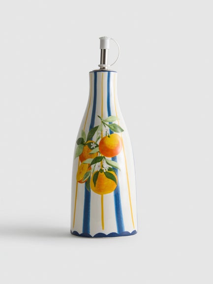 Mediterranean Floral Ceramic Oil Pourer