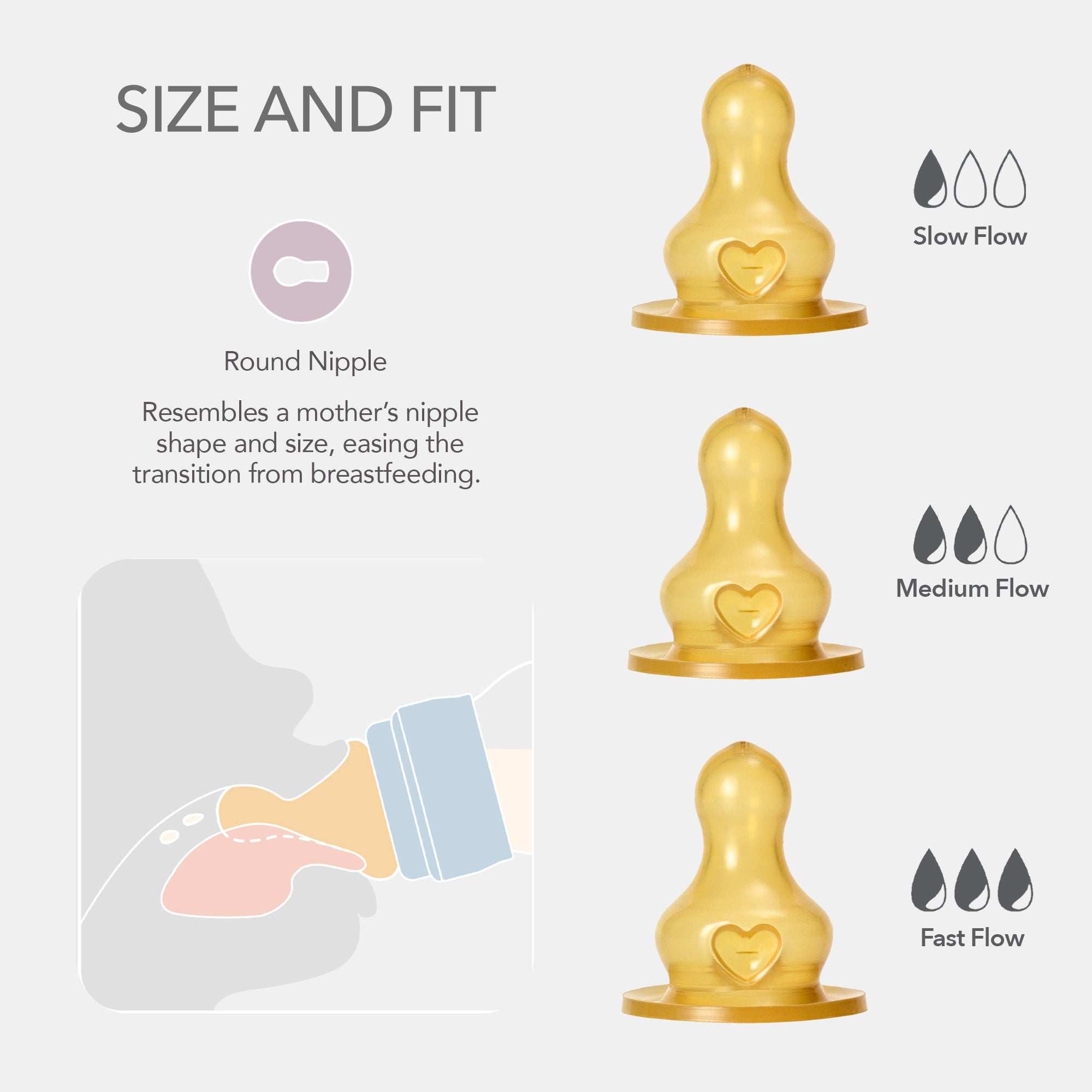 Bibs Baby Bottle Round Nipple Latex 1 Pack 270 Ml Medium Flow Ivory